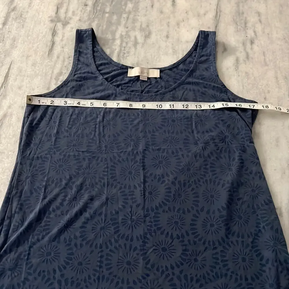 Ann Taylor Loft Steel Blue Burnout Tank Top